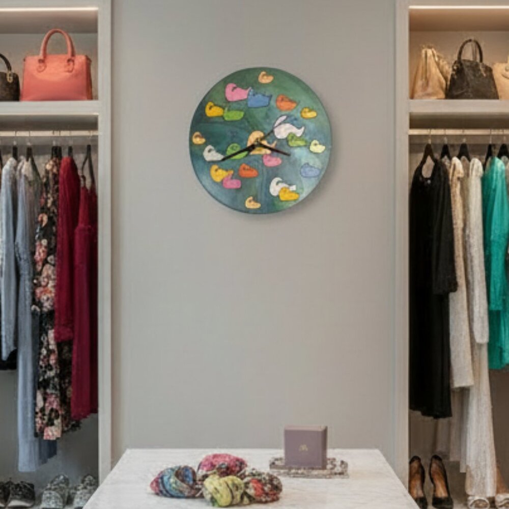 Hand Crafted Colorful Duck Wall Clock